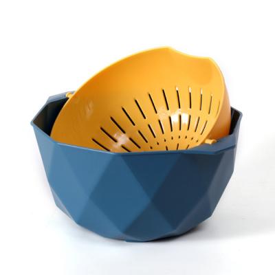 China Sustainable Plastic Double-Layer Fruit Vegetable Drain Basket for sale