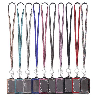 China 2021 Fashoin 2021 Hot Selling Hot Selling Lanyard With Id Badge Holder Mix Color Rhinestone Bling Neck For Mobile Phone Business for sale