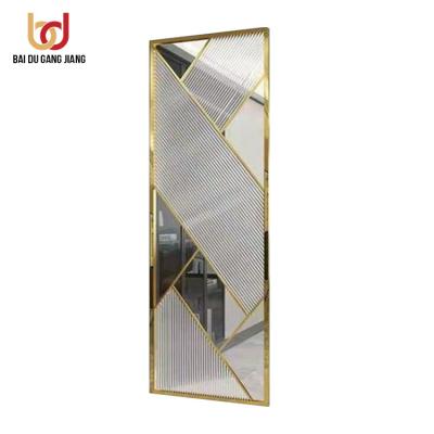 China Interior Design Traditional Gold Restaurant Hotel Matt Laser Cut Curved Stainless Steel Room Divider for sale