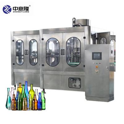 China Automatic 3in1 Food Beer Labeling And Capping For Liquor 50ml Glass Bottle Filling Machine for sale