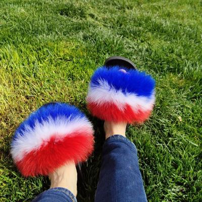 China Fashion trend factory direct sale fox fur mommy and me slippers with bag channel fur slippers for sale