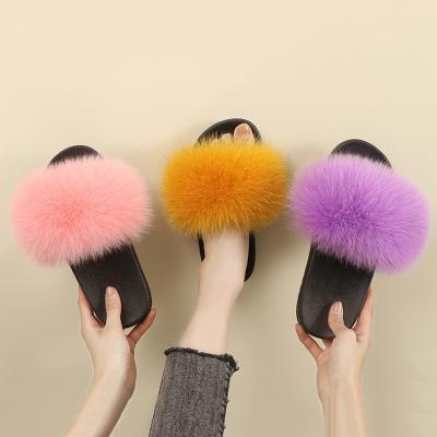 China 2021 Fashion Trend Ladies Fur Slippers Wholesale-Fur Slippers Smudge Raccoon Fur Slide for sale