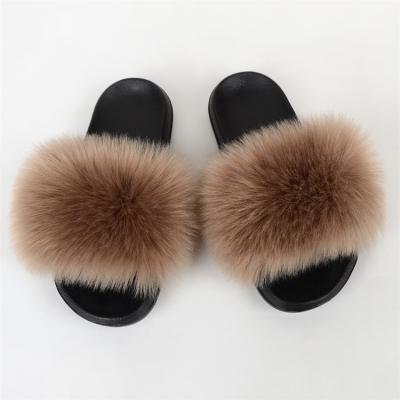 China Fashion Trend Faux Fur Sliders Women Faux Raccoon Fur Slipper Faux Fur Slide for sale