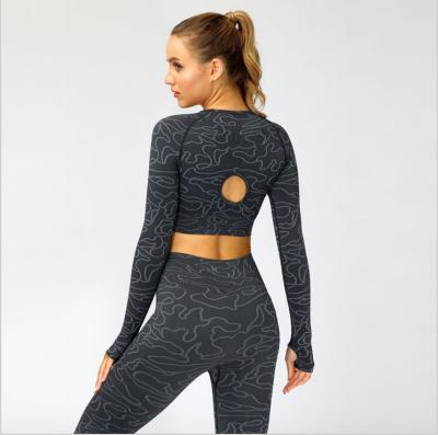 China 2021 Latest Design Women Breathable Workout Sets Long Sleeve Yoga Suits High Waist Gym Sets for sale