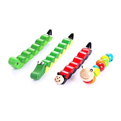 China Model Toys Shaking Wooden Worm Grasping Toy For Baby for sale