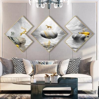 China Custom Metal Framed Painting Aluminum Painting Art Deco Abstract Picture Frame Wall Art Decor Wall Canvas Painting for sale