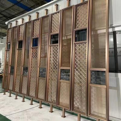 China Decor POS Office Room Divider Fence Eclectic Indoor Glass Metal Screen Stainless Steel Screen Partition for sale