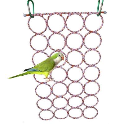 China Viable Parrot Chew Toys Bird Climbing Knitted Cotton Net Parrot Swing Rope Bird Cage Hanging Toy for sale