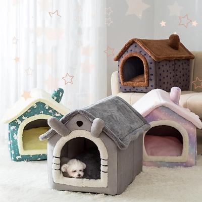 China Sustainable Collapsible Removable Cat Dogs Bed Cushion Sofa Cat House Winter Warm Cozy Pet Cave for sale