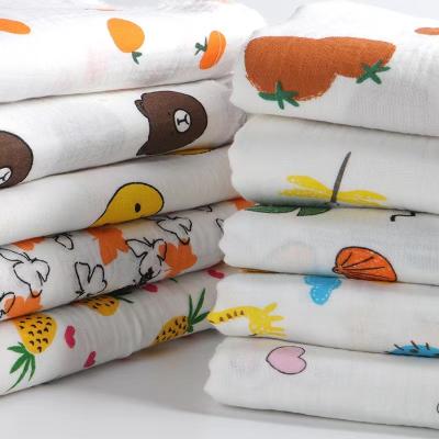 China High Quality Multicolor Optional Organic Muslin Fabric Double Gauze 100% Cotton Gauze Cotton Crepe Printing Shrink-Resistant Fabric for sale