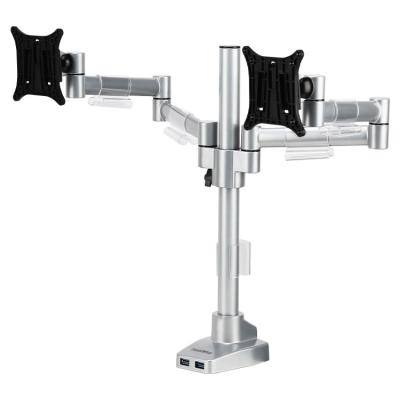 China Available Dual USB Version Aluminum Desktop LCD Monitor Arm Desk Mount Pole Bracket With Clamp USB Top Locking Bracket M204U for sale