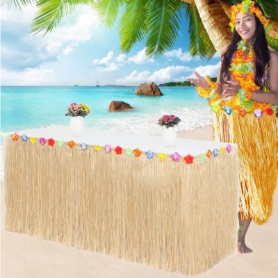 China Disposable American Hawaiian Summer Party Table Cover Beach Polynesian Dance Table Skirt for sale