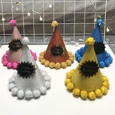 China Plush Paper Birthday Hats Glitter Paper Hats For Party Decoration for sale