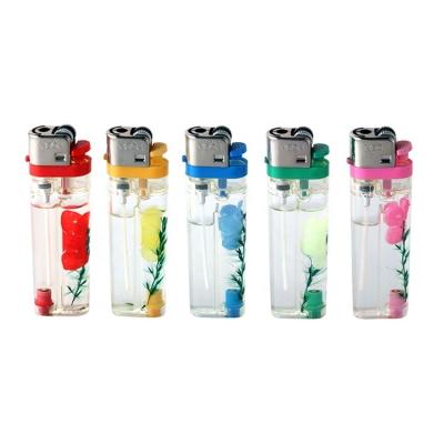 China Flint lighter custom logo Cigarette Wholesale Factory Hot Sales Disposable Refillable Gas Lighter With Flower for sale