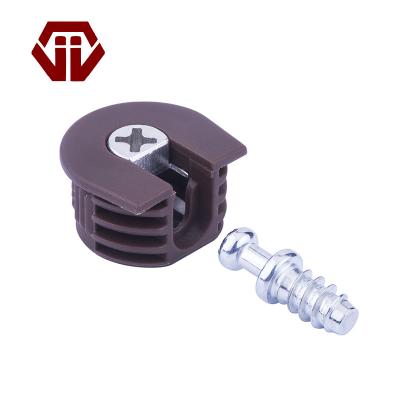 China Mini Fix Connecting Bolt Fittings Wooden Cabinet Wood or Glass Cam Fastener Support Furniture Board Shelf Connector Laminate Piece Plastic Screw for sale