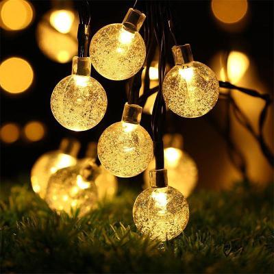 China Modern Hot Sale LED Crystal Solar Fairy Wire Garden Waterproof Bubble Ball String Lights Outdoor for sale