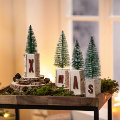 China Chirstmas Decor Natural Wood Lase Cut Christmas Tree Ornaments Decorations Merry Christmas Decor for sale