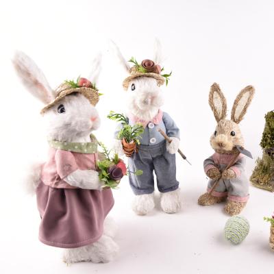 China Rustic Sisal Easter Bunny Handmade Home Decor Moss Garden Decor Customized by Decoration for sale