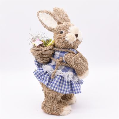 China New Design Fashional Straw Grass Material Easter Bunny Decor For Home for sale