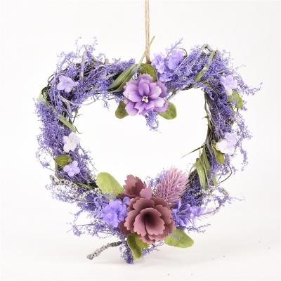 China 100% eco-friendly hot sale beautiful lavender decoration love valentines day heart shaped wedding garlands for sale