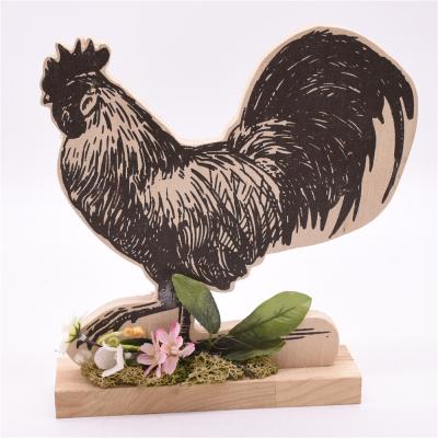 China Europe Party Decoration Hot Selling Wooden Chicks Opens Custom Easter Gift Wooden Rooster for sale