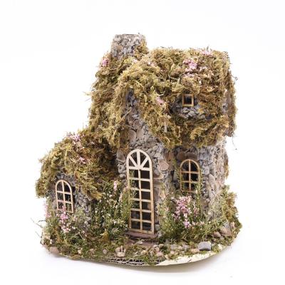 China Christamas Home Decoration Amazon Hit Tabletop Decor Castle Tower Shape Moss Grass House Ornaments for sale