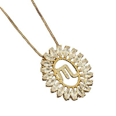 China Environmental Friendly Gold Plated Zircon Chains Necklaces For Women Crystal Diamond Pendent Twelve Zodiac Sign Charm Pendant Necklace for sale