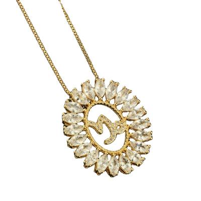 China Environmental Friendly Gold Plated Zircon Chains Necklaces For Women Crystal Diamond Pendent Twelve Zodiac Sign Charm Men's Pendant Necklace for sale