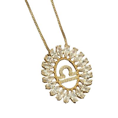 China Customized Environmental Friendly Gold Plated Jewelry Men's Women's Pendant Necklaces Twelve Simple Round Zircon Pendant Necklaces Wholesale for sale