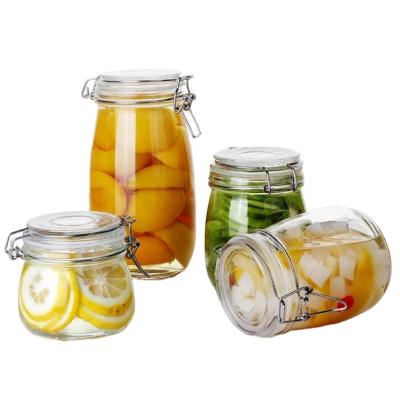 China Wholesales Factory Price Viable Glass Jar With Metal Clip / Storage Jar Glass Bottle With Flip Top Cap for sale