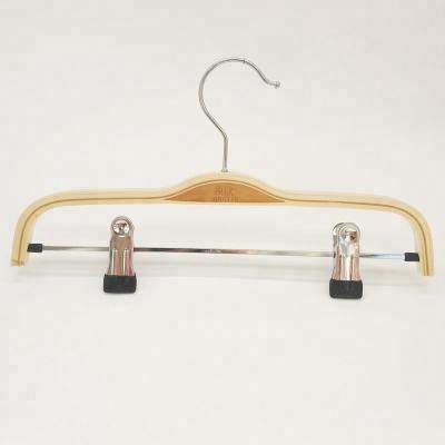 China Eco-friendly Wholesale Durable Wood Pants Wooden Hanger Metal Clips Hotel Hanger for sale