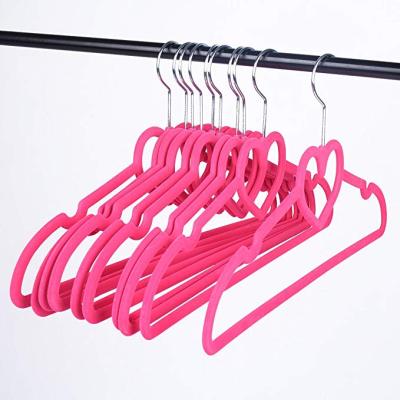 China Heart Velvet Eco-friendly Colorful Multifunctional Non-slip Loving Coat Hanger for sale