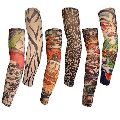 China Cuff Cool Skin Sunscreen Arm Proteive Nylon Stretchy Temporary Tattoo Mount Sleeves Arm Stockings Design Body Warmer Cool Men Unisex Fashion Arm Warmer for sale