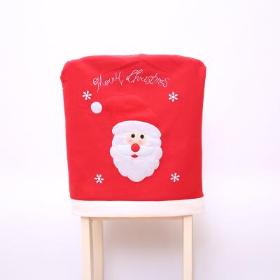 China For Santa Claus Cap Chair Cover Home Snowman Red Hat Chair Back Covers Nonwoven Chair Back Cover Sets Christmas Dinner Decorations for sale