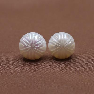 China CLASSIC hand-carved pearl earrings stud, natural freshwater pearls, customized cutting available for sale