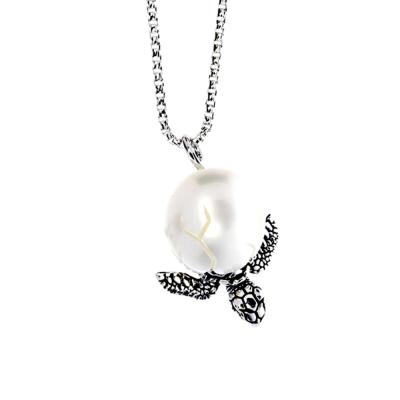 China CLASSIC hand cut child pearl pendant, diy natural pearl animal pendant, 925 silver chains for sale