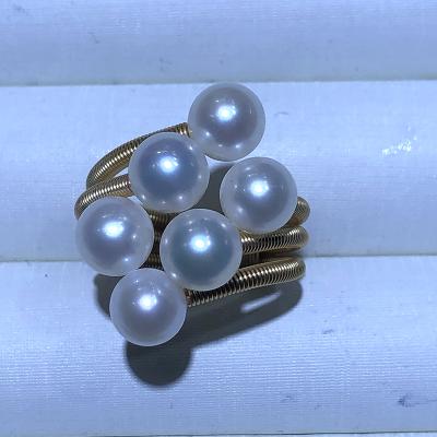 China CLASSIC wholesale gold filled freahwater pearl ring, high luster, round shape, very clean surface, flexible size for sale