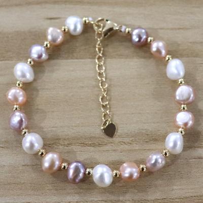 China CLASSIC wholesale natural freshwater pearl bracelet, baroque shape, good luster, flexible length fits different hands for sale