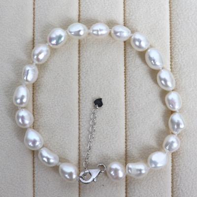 China CLASSIC wholesale natural baroque freshwater pearl bracelet, good luster, slight flaw, adjustable length for sale