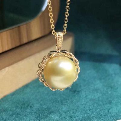 China 18k solid gold 18k solid gold bead pendant holder (without bead and chain) for sale