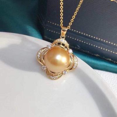 China 18k Solid Gold 18k Solid Gold Pearl Pendant Finding (without pearl and chain) for sale