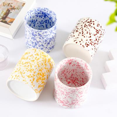 China Wholesale Customized Eco-Friendly Ceramic Candle Different Color Ceramic Massage Candle Jars With Spout for sale