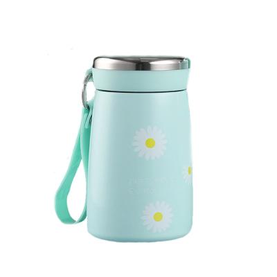 China Viable New Design Portable Cute Small Thermos Water Bottle Daisy Pattern Insulated Water Bottle Vacuum Bottles for sale