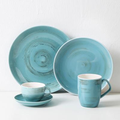 China Viable Nordic Style Restaurant Pottery Tableware Snack Dish Sets Serving Ceramic Dinner 4pcs for sale