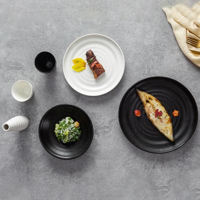 China PITO Horeca Sustainable Colorful Ceramic Stackable Black Custom Dinner Dishes Logo Dinnerware Sets for sale