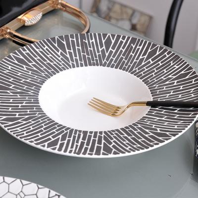 China PITO HoReCa Sustainable Japanese Table Dishes Set Porcelain Textured Bowl Round Shape Pasta Salad Soup Dish Porcelain for sale