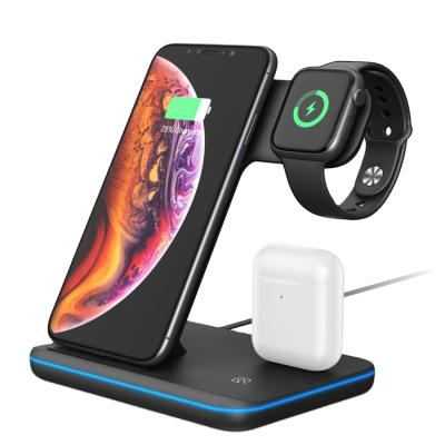 China 2021 High Speed ​​New Arrivals 3 in 1Wireless Charger Foldable Fast Charging Station for Mobile Phone for Apple Watch for sale