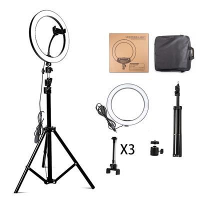 China Wholesale Photographic Lighting Rechargeable Ring Lamp With Stand Make Ring Light 18 Usb Interface Designer Flashlight Up Ring Light for sale