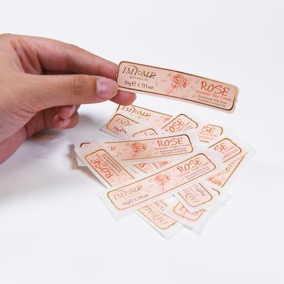 China Professional Packaging Self Adhesive Sticker Logo Labels Roll High Quality Custom Brand Name Waterproof Bright White PE Material Self Adhesive for sale