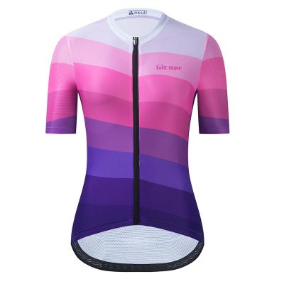 China Gicaer Breathable Women Bike Shirt Wholesale Customization Run Fitted Cycling Jersey Tops for sale